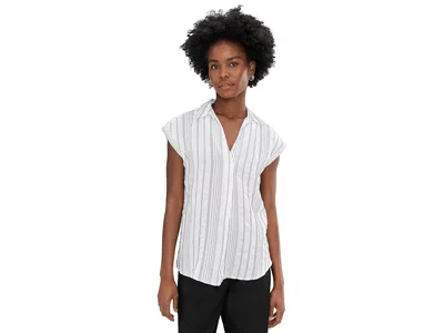 Vince Camuto Relaxed Collar Short Sleeve Blouse In White