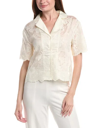 Vince Camuto Relaxed Collat Button Front Blouse In Neutral