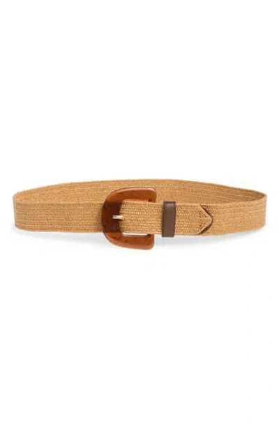 Vince Camuto Resin Buckle Stretch Woven Belt In Brown