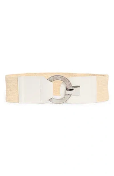 Vince Camuto Resin Buckle Stretch Woven Belt In Neutral