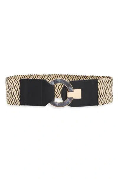 Vince Camuto Resin Buckle Stretch Woven Belt In Neutral