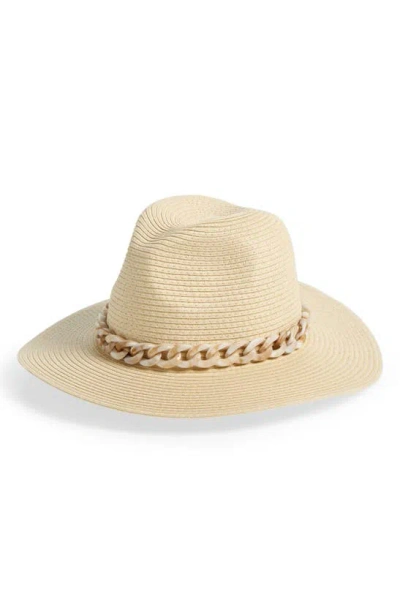 Vince Camuto Resin Chain Straw Panama Hat In Neutral