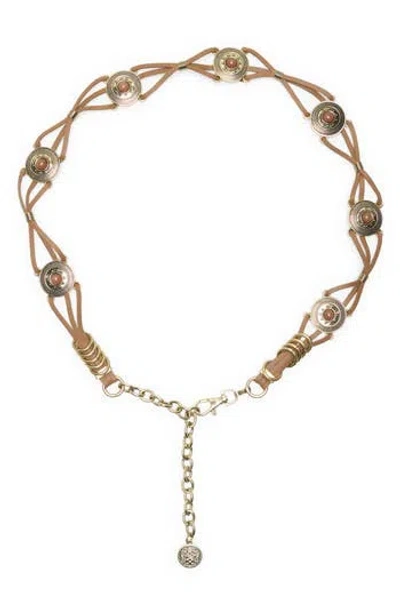 Vince Camuto Resin Concho Faux Leather Belt In Gold