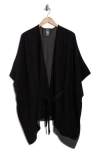 Vince Camuto Reversible Pleated Belted Topper In Black