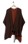 Vince Camuto Reversible Pleated Belted Topper In Brown