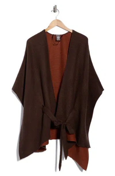 Vince Camuto Reversible Pleated Belted Topper In Brown
