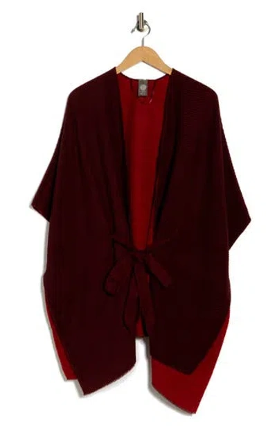 Vince Camuto Reversible Pleated Belted Topper In Burgundy