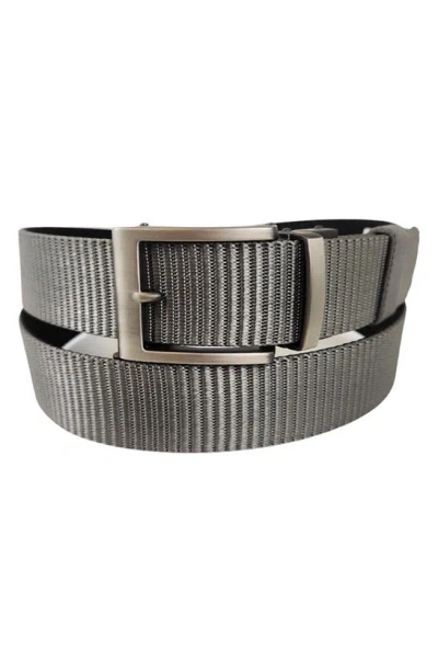 Vince Camuto Reversible Ratchet Buckle Web Belt In Grey/ Black