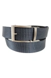 Vince Camuto Reversible Ratchet Buckle Web Belt In Navy/ Black