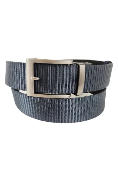 Vince Camuto Reversible Ratchet Buckle Web Belt In Navy/ Black