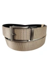 Vince Camuto Reversible Ratchet Buckle Web Belt In Tan/ Black