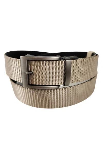 Vince Camuto Reversible Ratchet Buckle Web Belt In Tan/ Black