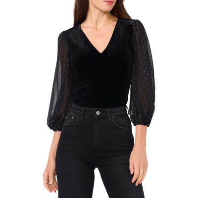 VINCE CAMUTO VINCE CAMUTO RHINESTONE BALLOON SLEEVE VELVET TOP