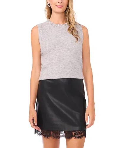 VINCE CAMUTO RHINESTONE NECK SLEEVELESS SWEATER