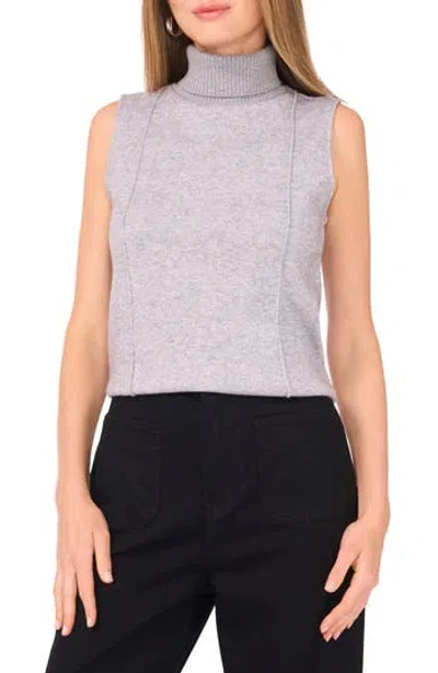 Vince Camuto Rib Turtleneck Sleeveless Sweater In Gray
