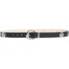 Vince Camuto Ribbed Buckle & Keeper Belt In Black Silver