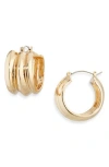 Vince Camuto Ribbed Hoop Earrings In Gray