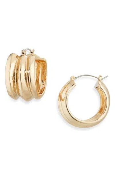 Vince Camuto Ribbed Hoop Earrings In Gold