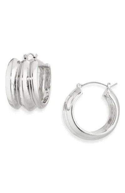 Vince Camuto Ribbed Hoop Earrings In Silver