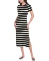 Vince Camuto Stripe Rib Sweater Midi Dress In Black