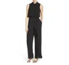 Vince Camuto Roll Collar Mock Neck Blouson Chiffon Jumpsuit In Black In Black