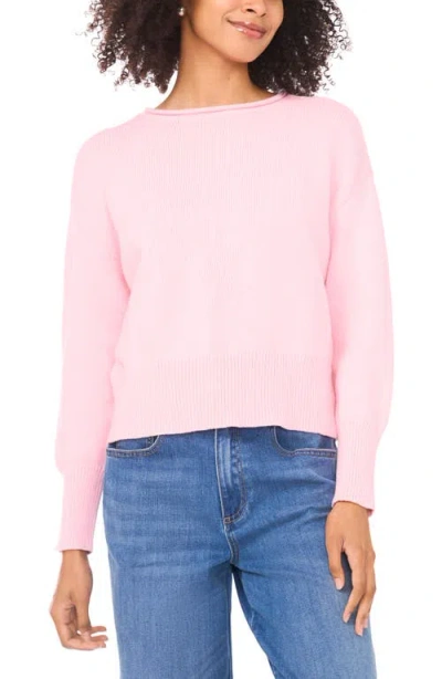 Vince Camuto Rollneck Lightweight Cotton Pullover In Pink