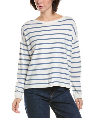 Vince Camuto Rolled Edge Stripe Sweater In White