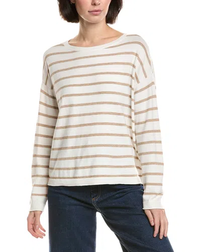 Vince Camuto Rolled Edge Stripe Sweater In White