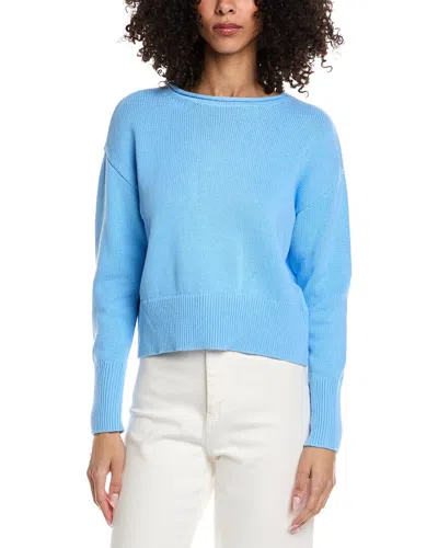 Vince Camuto Rollneck Lightweight Cotton Pullover In Blue