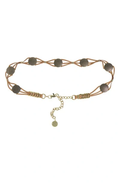 Vince Camuto Round Braided Castings Belt In Brown Gold