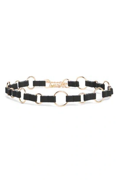 Vince Camuto Round Ring Chain Belt In Black