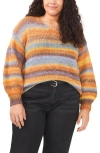 Vince Camuto Plus Size Cozy Space Dye V-neck Sweater In Multi