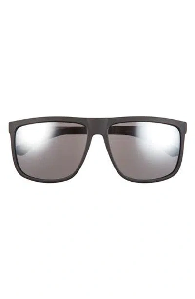 Vince Camuto Rubberised Rectangular Sunglasses In Black