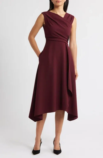 Vince Camuto Ruched Asymmetric Laguna Crepe Dress In Brown