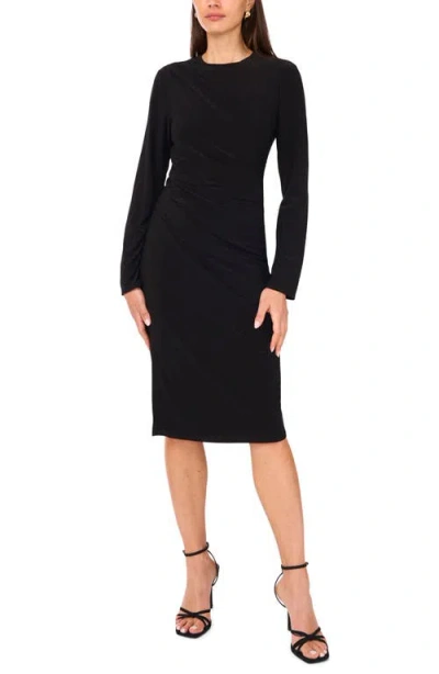 Vince Camuto Ruched Asymmetric Long Sleeve Dress In Black