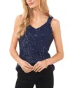 Vince Camuto Sequin Satin Strap Tank In Classic Navy