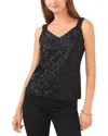 Vince Camuto Ruched Strap Sequin Tank Top In Black