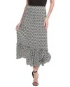 Vince Camuto Foulard Print Tiered Midi Skirt In White