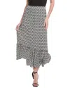 Vince Camuto Foulard Print Tiered Midi Skirt In White