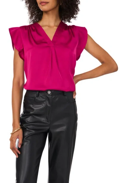 Vince Camuto Ruffle Cap Sleeve Top In Fiercely Fuchsia