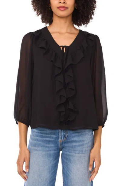 Vince Camuto Ruffle Chiffon Top In Black