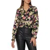 Vince Camuto Ruffle Cuff Satin Button-up Shirt In Black