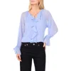 Vince Camuto Ruffled Front Long Sleeve Blouse In Gold