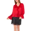 Vince Camuto Ruffle Detail Textured Top In Red