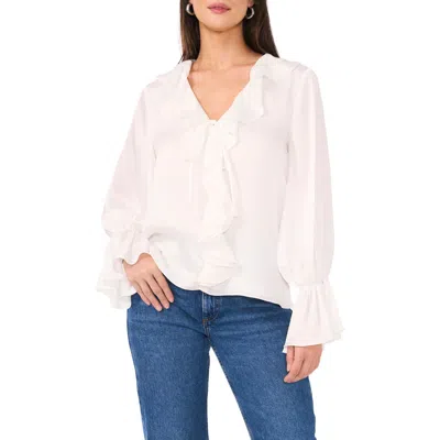 Vince Camuto Ruffle Detail Textured Top In New Ivory