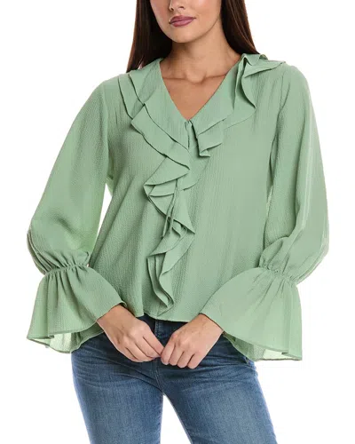 Vince Camuto Ruffle Front Top In Green