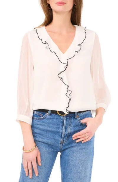 Vince Camuto Ruffle Front Top In New Ivory