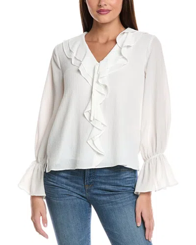 Vince Camuto Ruffle Front Top In White