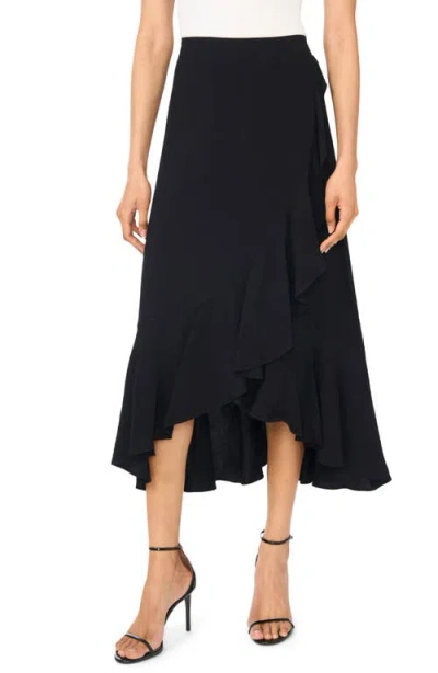 Vince Camuto Ruffle High-low Midi Skirt In Black