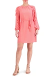 VINCE CAMUTO RUFFLE LONG SLEEVE CHIFFON MINIDRESS